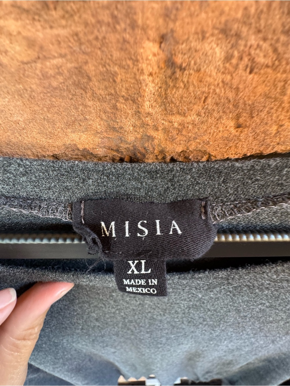 Misia Charcoal Gray Short Sleeve Top with Button-Shoulder Detail - Picture 2 of 5